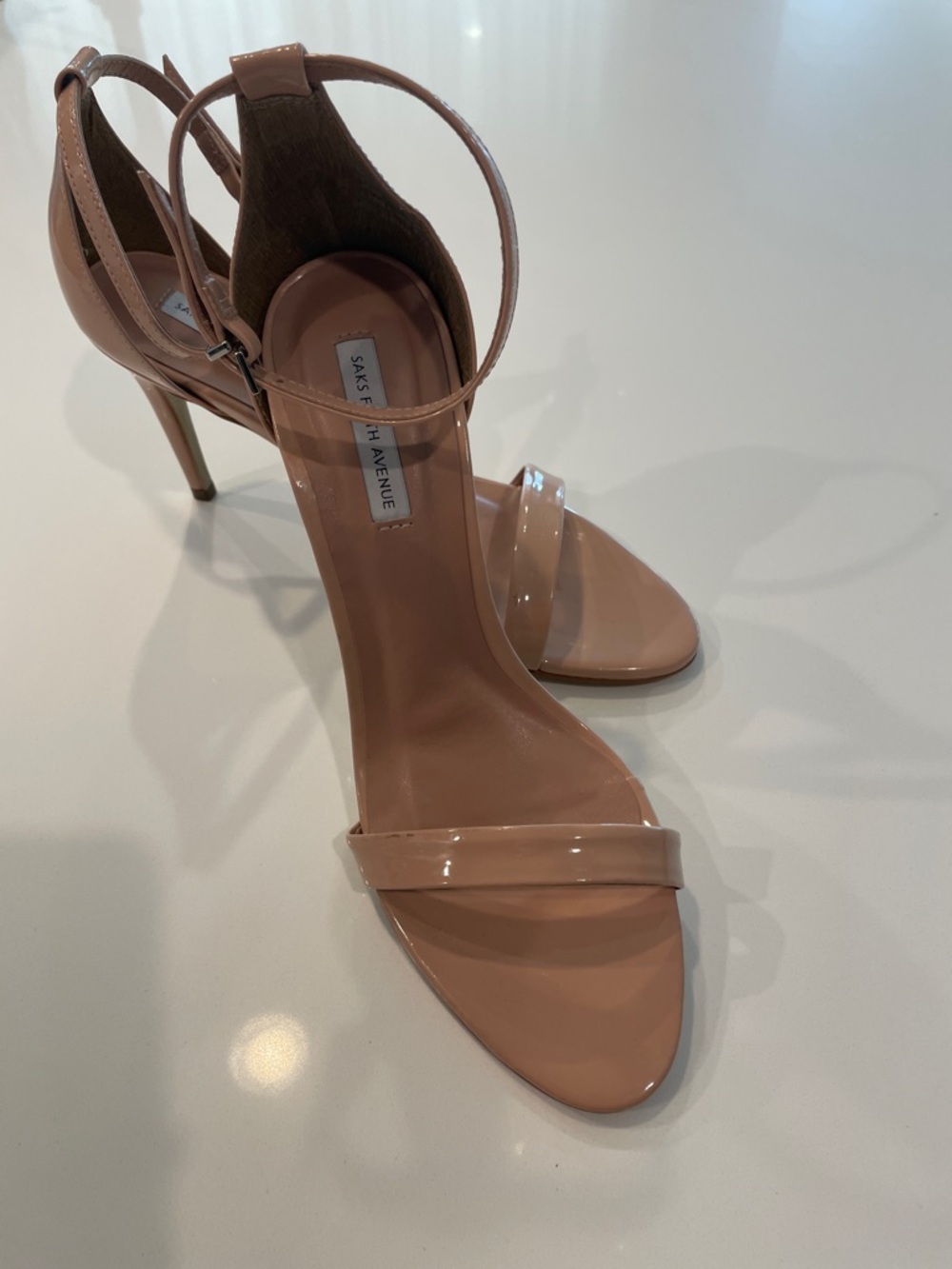 Saks Fifth Avenue Blush Patent Ankle-Strap Stiletto Sandals